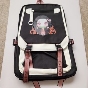 Nezuko Demon Slayer Anime Cosplay School Travel White Black Large Backpack NWOT